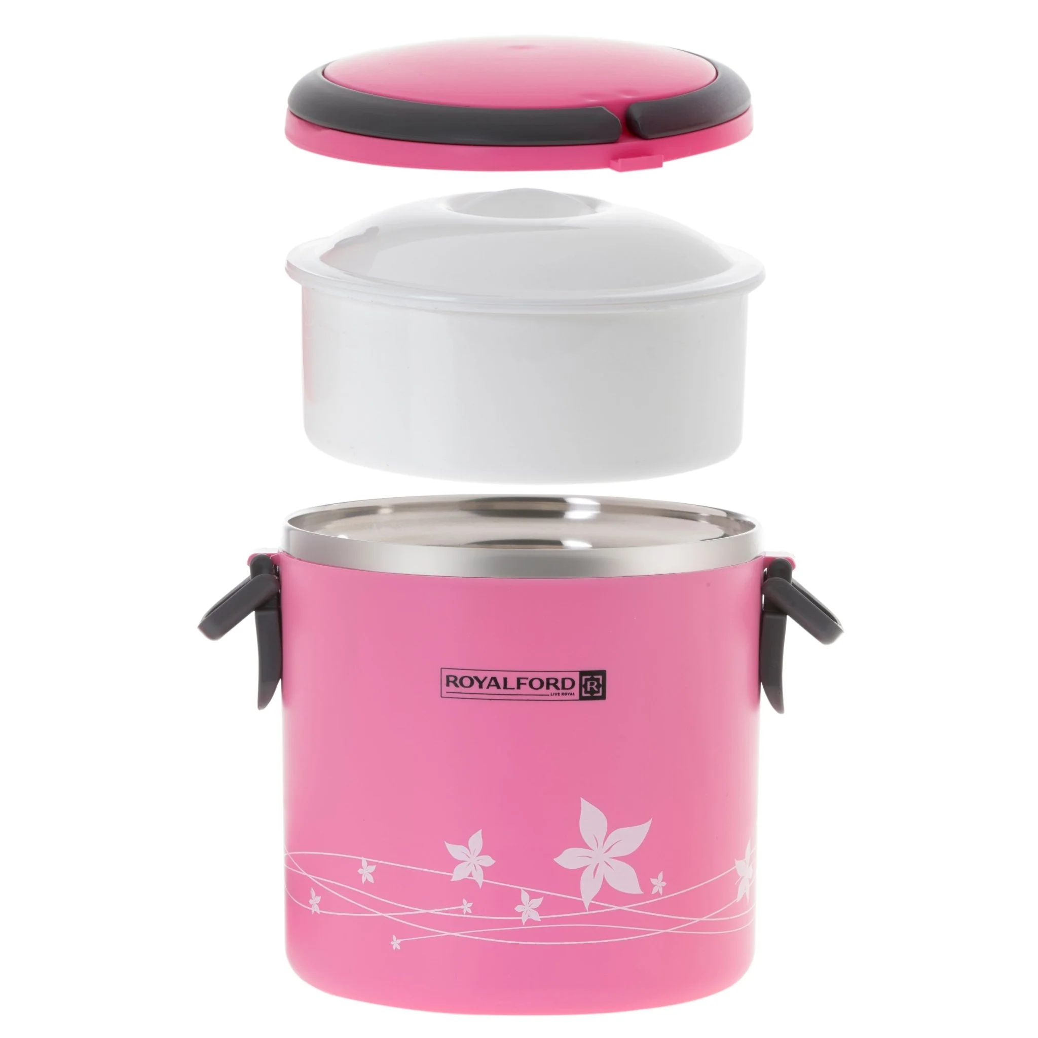 ROYALFORD 2in1 Lunch Box 1.8 Liter, Stainless Steel, Pink- RF5650PN - Image 2