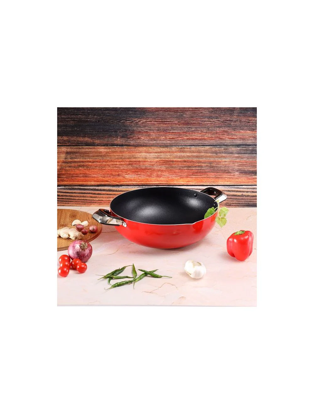 ROYALFORD 3 Layer Non-Stick Coating Kadai 30cm x 9.5cm, Heat Resistant Handle - Image 5
