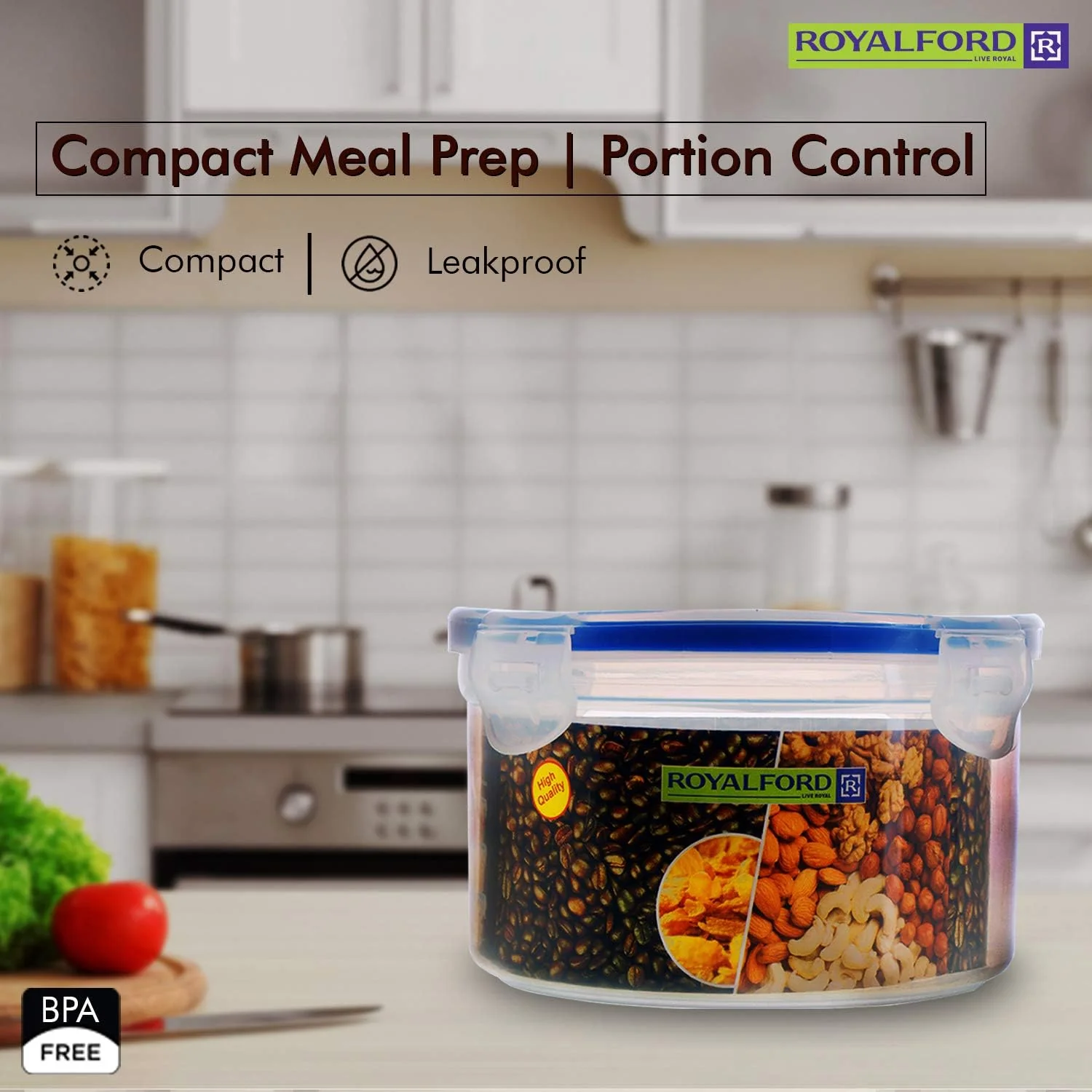Royalford 300ml Meal Prep Container |Transparent Food Container | BPA Free, Reusable, Airtight Food Storage Tray with Snap Locking Lid | Microwavable, Freezer & Dishwasher Safe| Bento Lunch Box - Image 2
