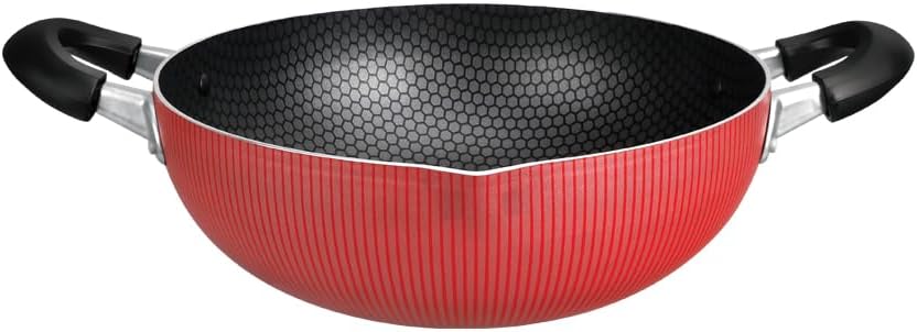 Royalford 30cm Honeycomb Non-Stick Kadai Wok – Durable Aluminium with Bakelite Handles (RF12894)