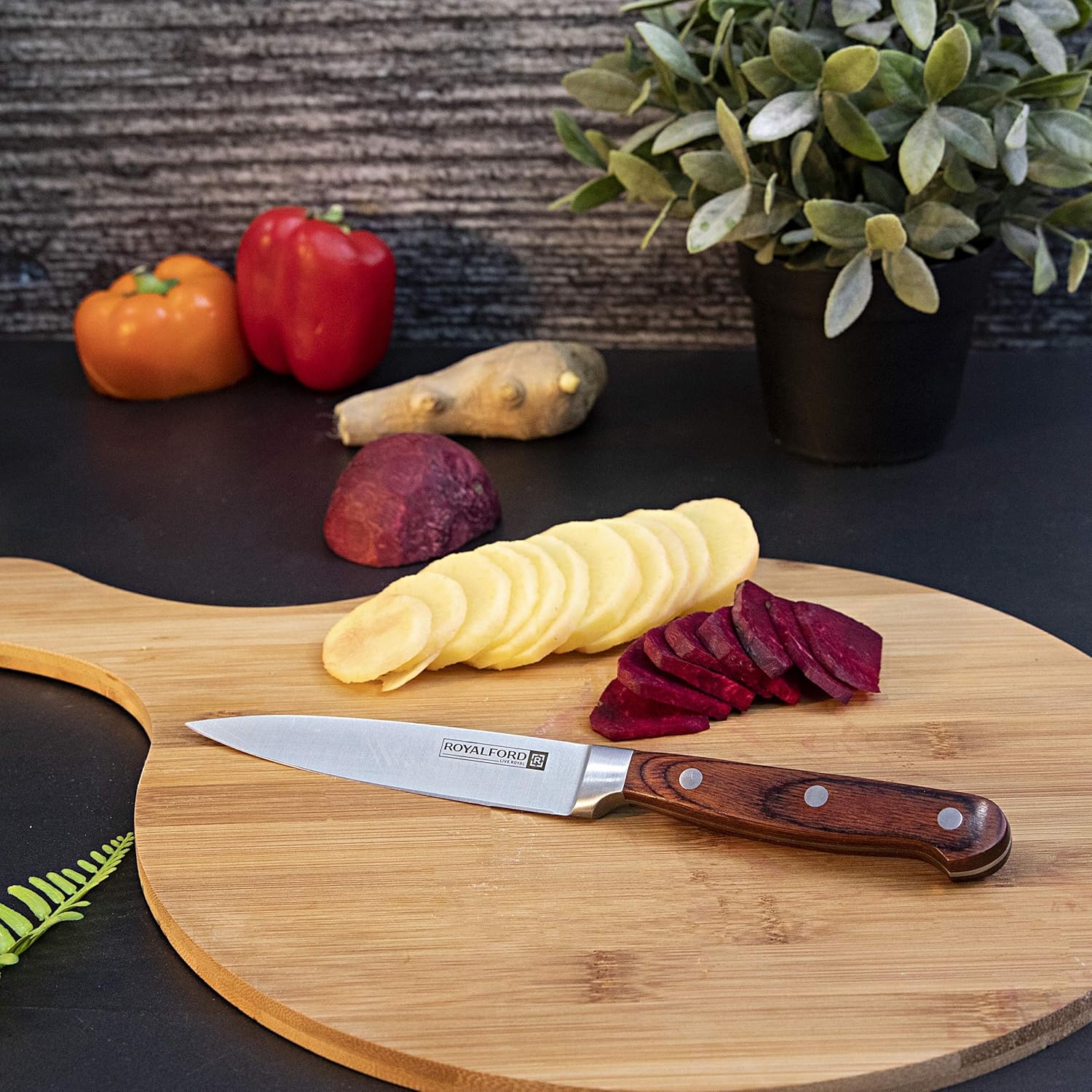 ROYALFORD 5" Utility Knife 24cm*2cm*1.5cm, Extra Sharp, SS Blade with Strong Wooden Handle- RF4112 - Image 2