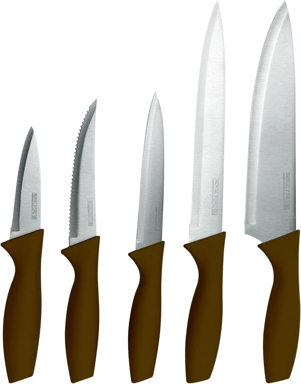 Royalford 6-Piece Kitchen Knife Set with Block – Non-Stick Stainless Steel Blades (RF12117) Assorted Color - Image 3