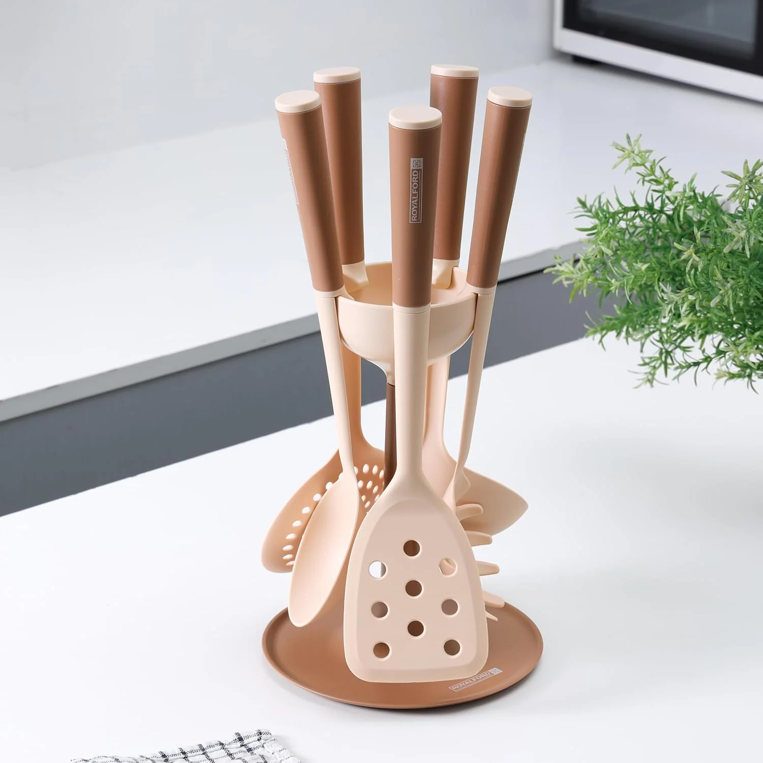 Royalford 6 Pieces Nylon Cooking Kitchen Tools RF12582 Nonstick Cookware Utensils Set with Handles Non Toxic Turner Ladle Spoon Skimmer Pasta Spoon Slotted Spoon Dishwasher Safe Heat Resistant - Image 2