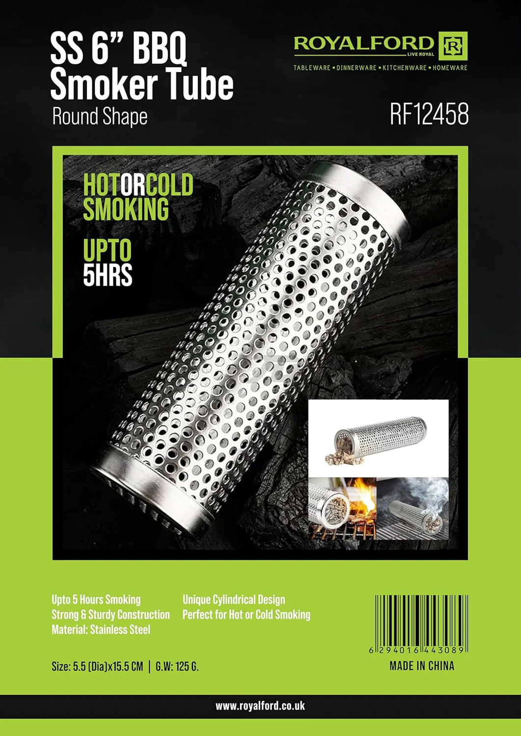 ROYALFORD 6" Stainless Steel BBQ Smoker Tube 15.5cm*5.5cm*5cm- RF12458 - Image 4