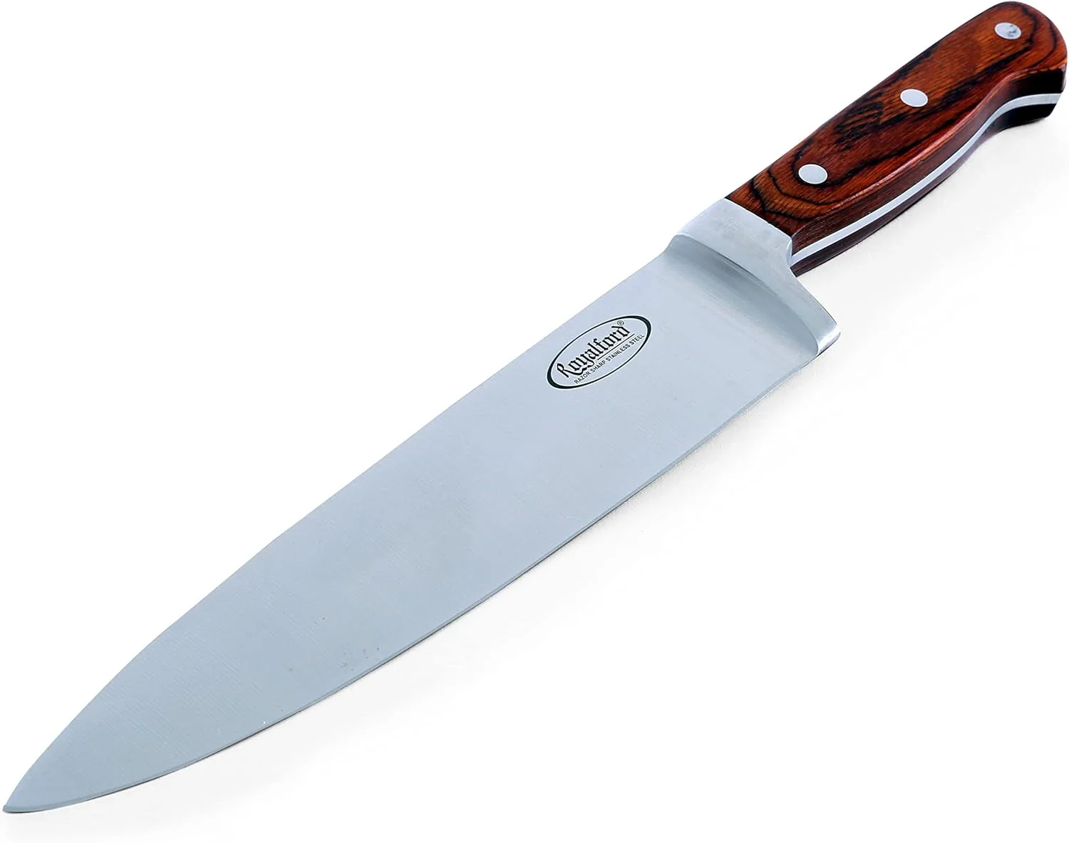 Royalford 8-Inch Chef Knife with Wooden Handle – Premium Stainless Steel Blade (RF4110)