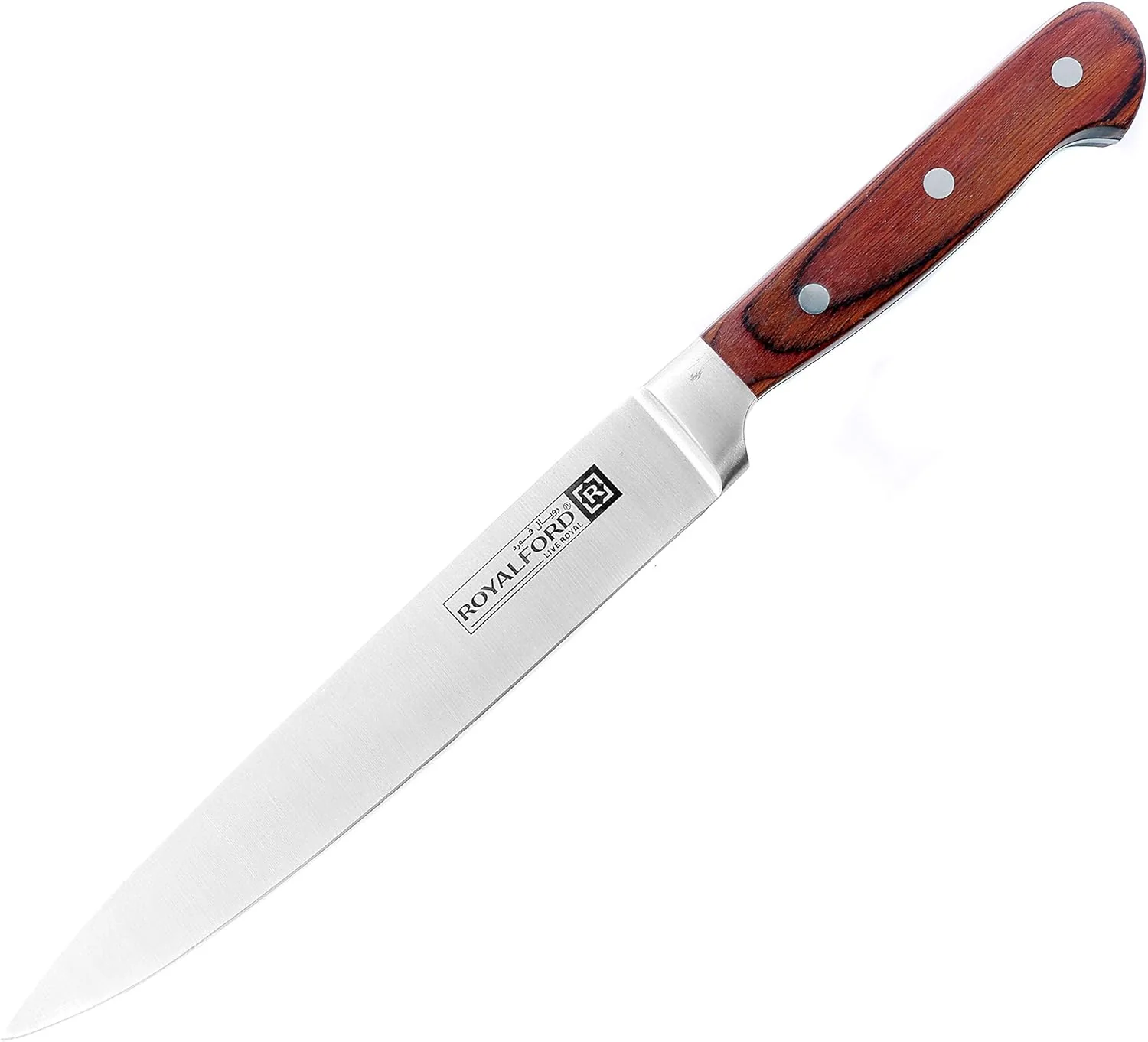 RoyalFord 8'' Stainless Steel Slicer Knife, RF4111-Silver/Brown