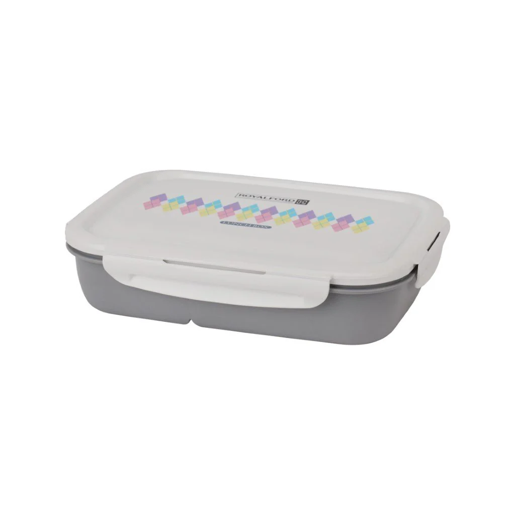 ROYALFORD Airtight Lunch Box – Leak Proof Rectangular Food Storage Container With Secure Lid, Durable & Non-Toxic Material, Dishwasher & Freezer Safe, Gray Color For Home, Office & Travel Use