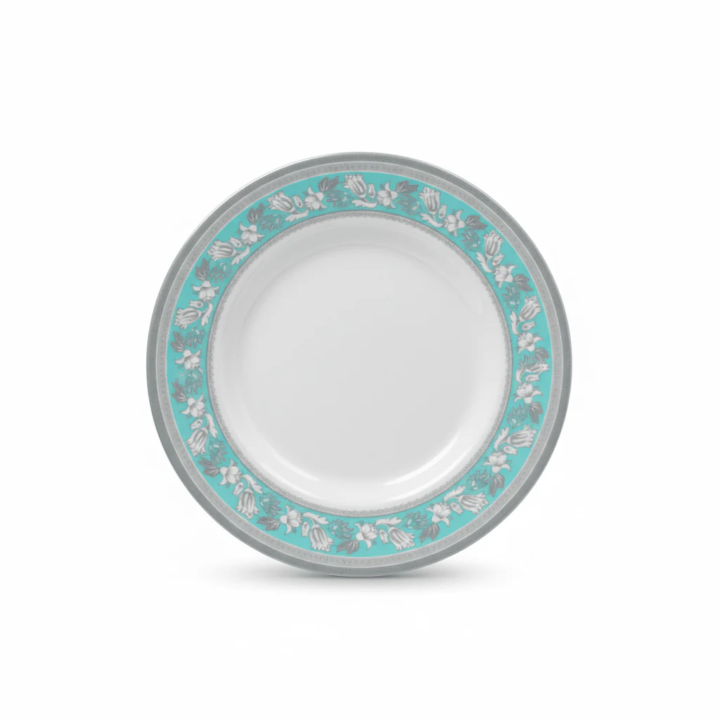 Royalford Blue Accent Melamine Dinner Plate – 8" White