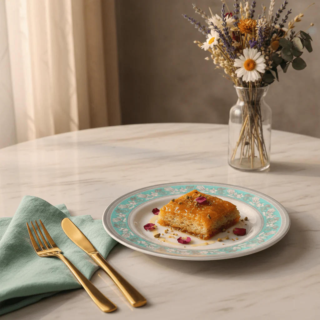 Royalford Blue Accent Melamine Dinner Plate – 8" White - Image 2