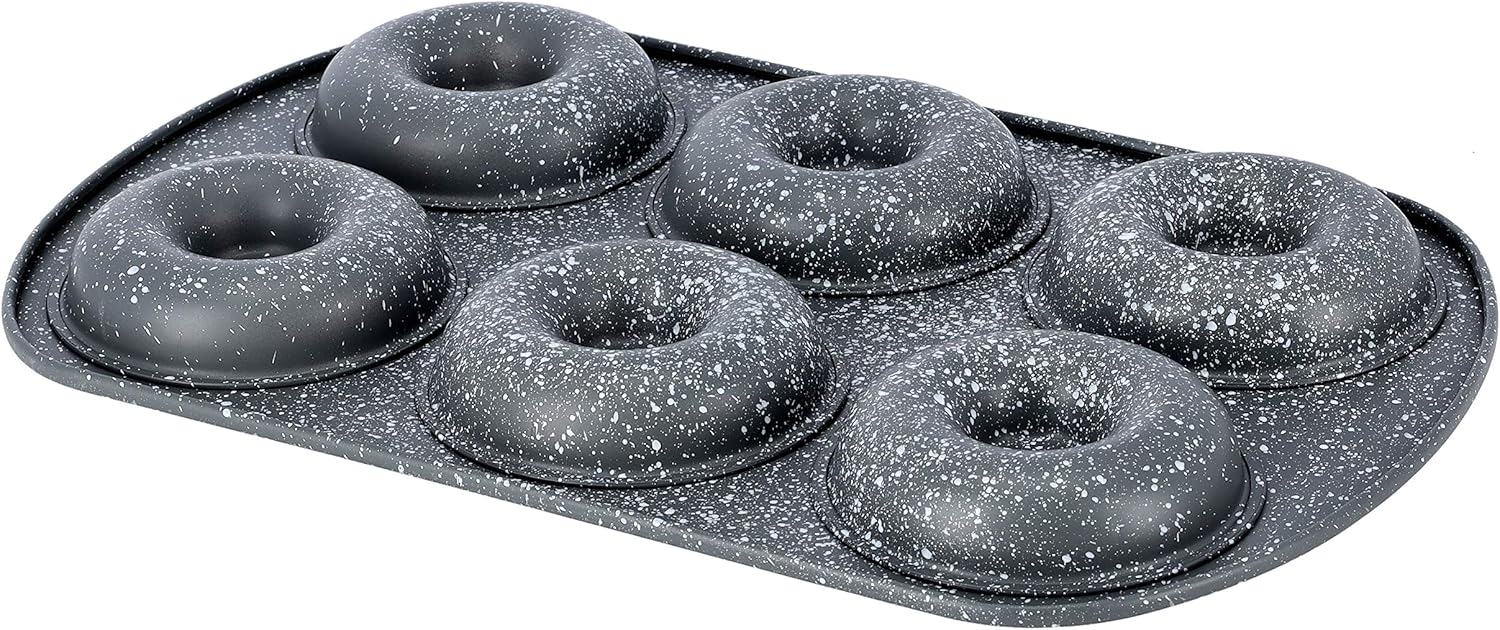 Royalford Carbon Steel 6-Cavity Donut Pan 32cm*21cm*2.3cm, 8cm Donut Dia, Granite Coated Interior, RF9905 - Image 3