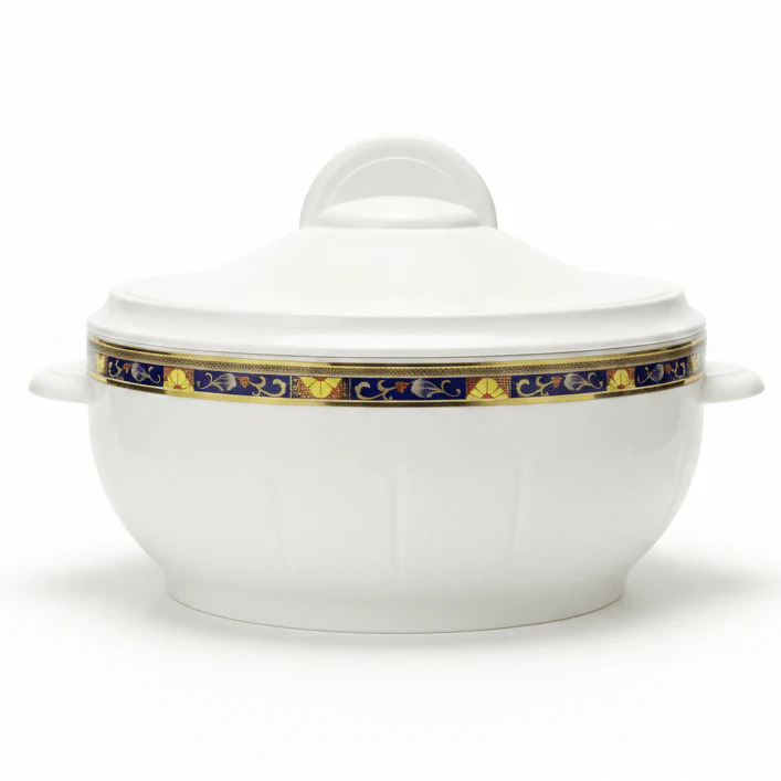 Royalford Classic White Insulated Casserole Dish with Stainless Steel Interior Compact and Durable Food Warmer 1200 ml