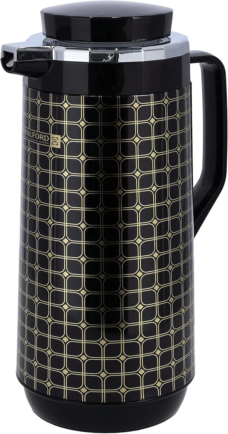 Royalford Double Wall Vaccum Flask 1.3 Liter, Asbestos Free, Pink Glass inner, Strong & Durable Design, Portable & Leak Resistant- RF10404