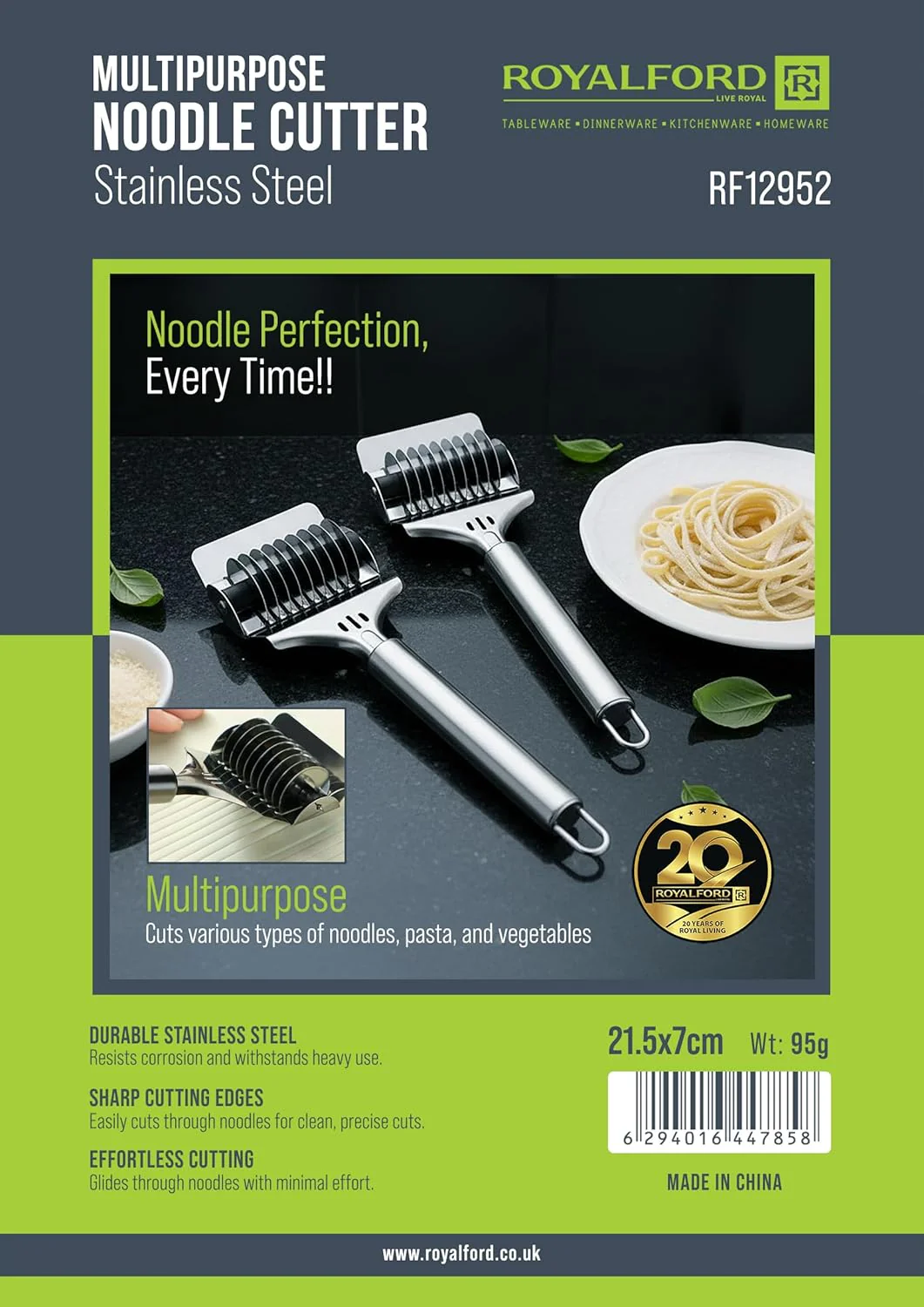 Royalford Multipurpose Stainless Steel Noodle Cutter – 21cm (RF12952) - Image 4