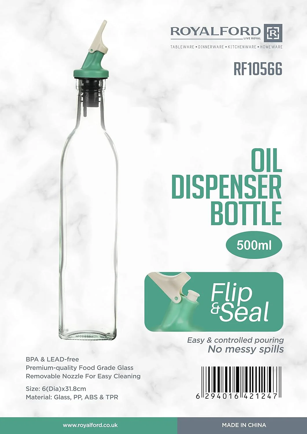 Royalford Oil Dispenser Bottle, 500ml Glass Bottle, RF10566 - Image 3