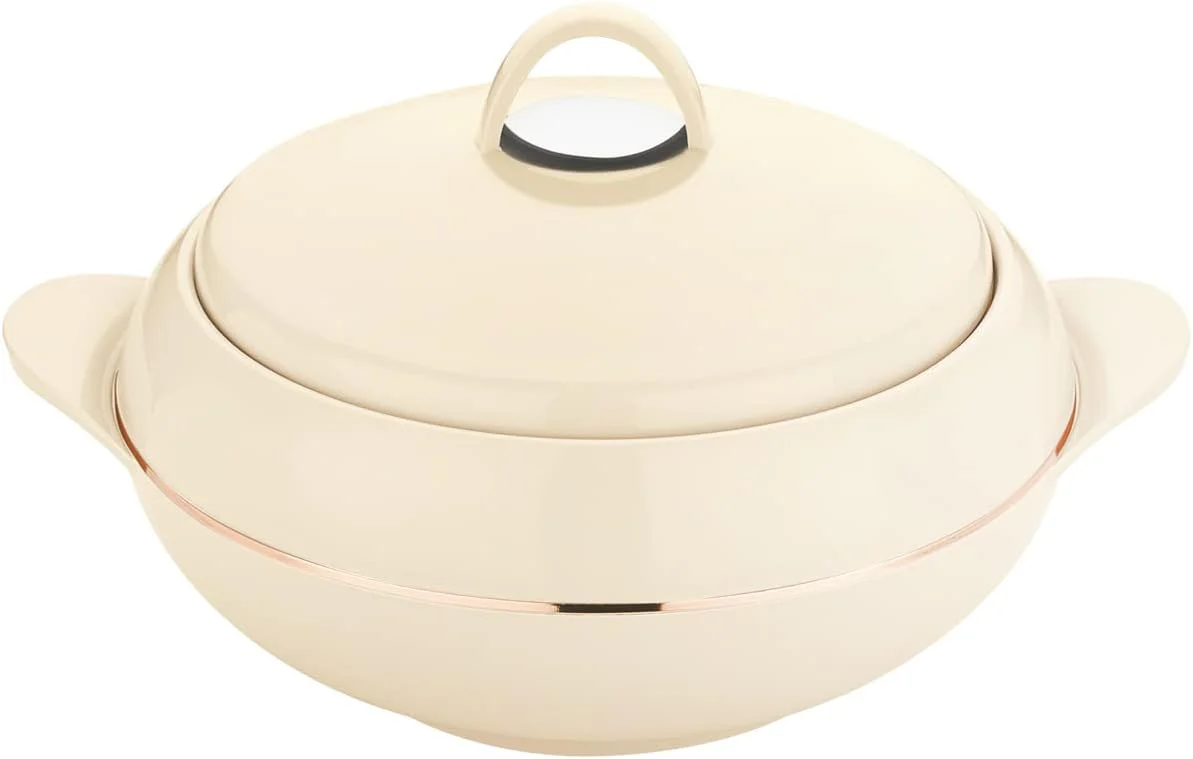 ROYALFORD Omega Gold Insulated Casserole 1600ml, Firm Twist Lock, Beige&Copper