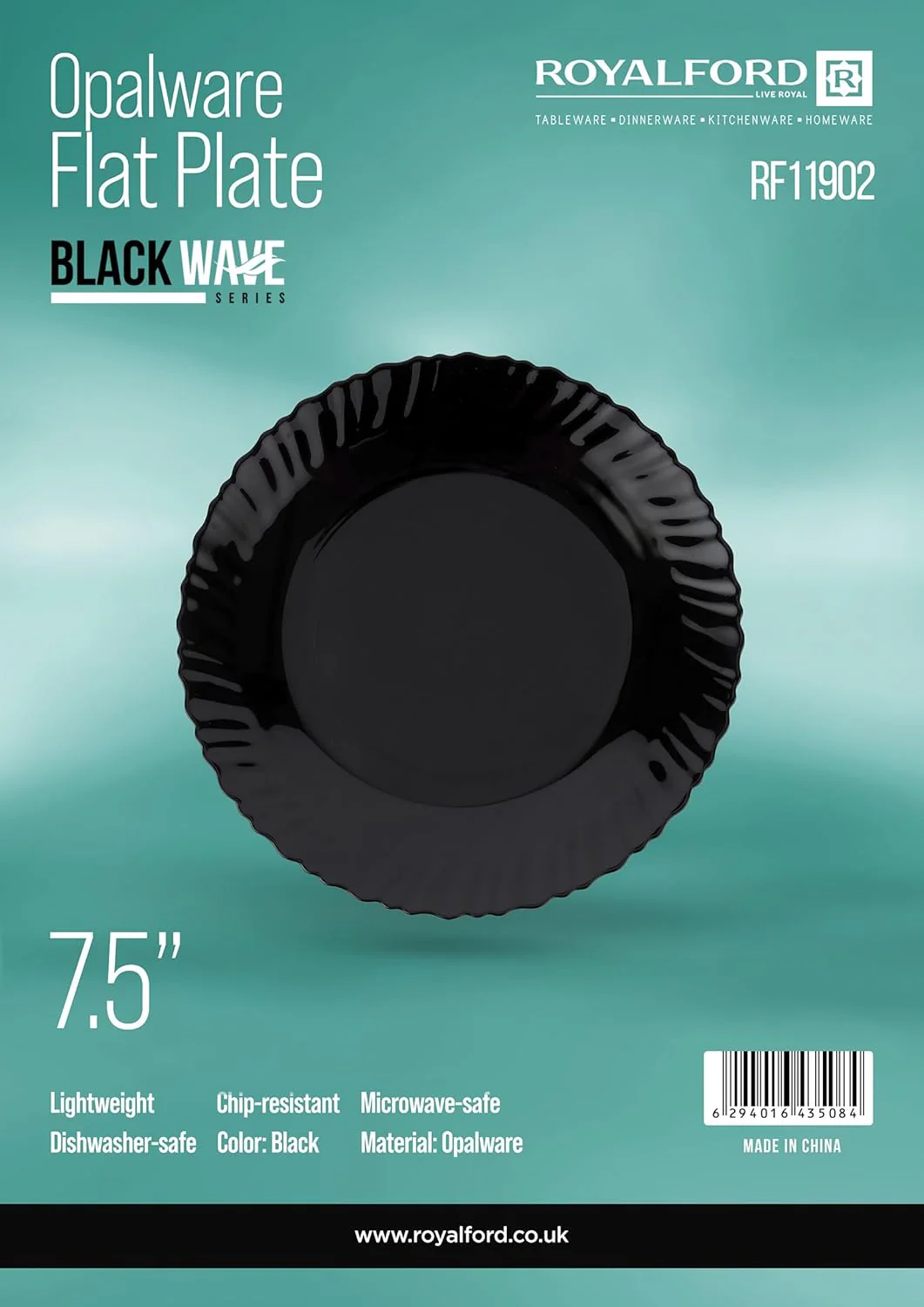 Royalford Opalware Dinner Plates RF11902 Reusable Flat Serving Plates Rice Plates, Dishwasher Safe, Microwave Safe Perfect for Dinner Dishes Healthy for kids & Adult, BPA free & Eco-Friendly Medium-19CM-Black - Image 3
