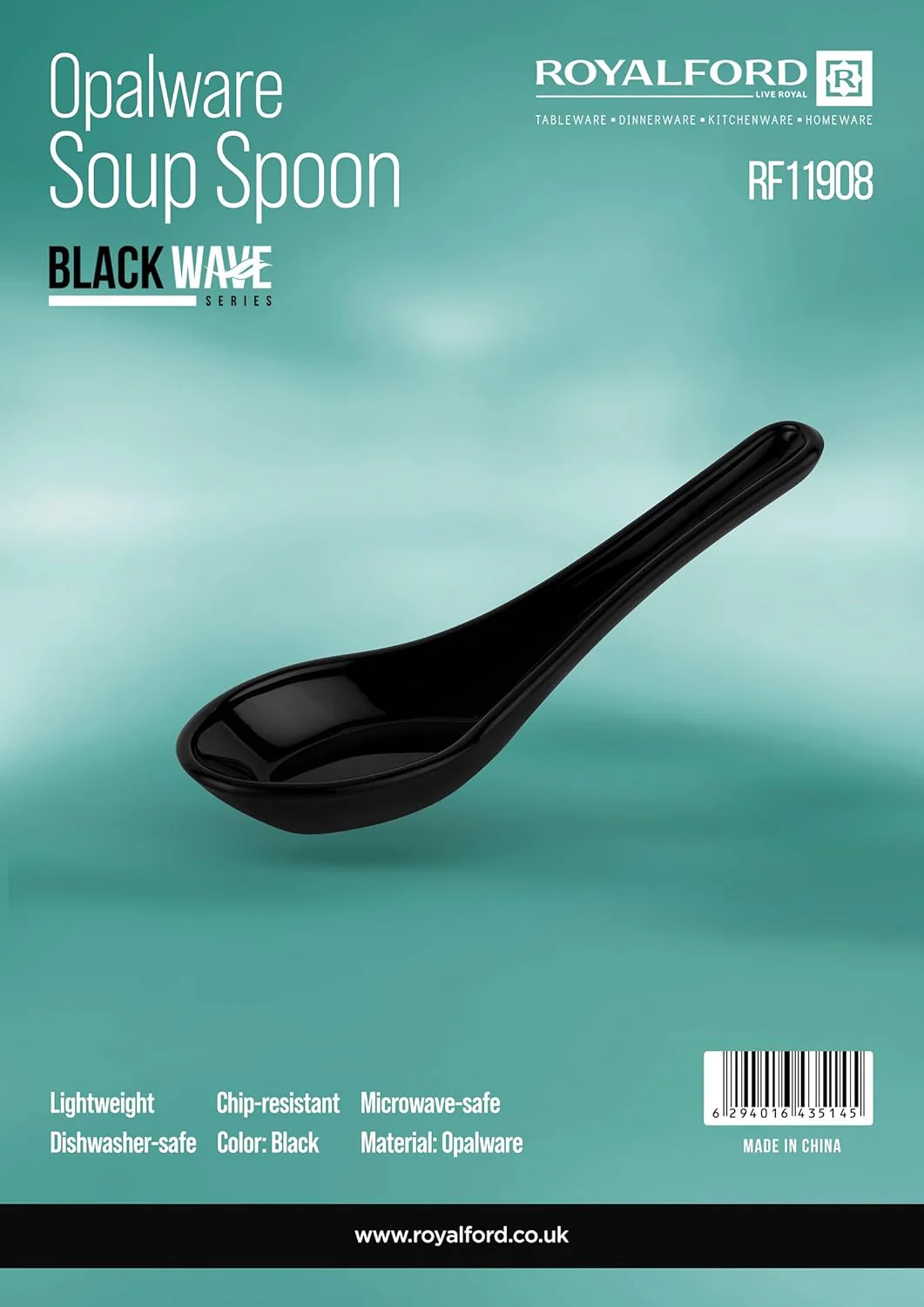 Royalford Opalware Soup Spoon RF11908 Korean Spoons Ramen Spoons for Cereal Stews Ramen Pho Wonton Dumpling Miso, Dishwasher Safe-10CM-Black - Image 2