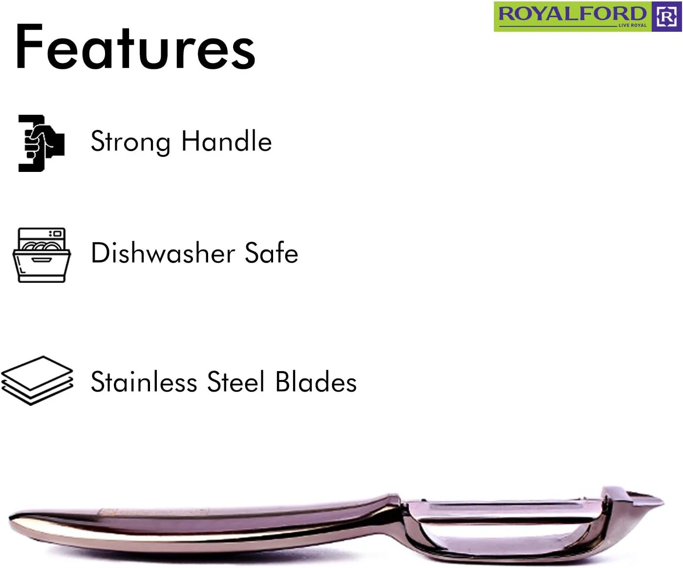 Royalford Stainless Steel T-Peeler – 16.5cm Precision Vegetable Peeler (RF4642) - Image 3
