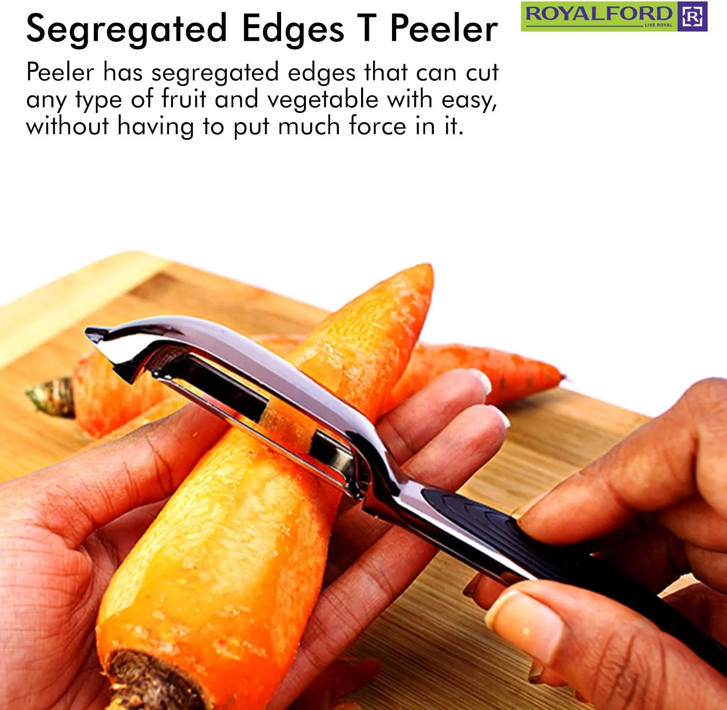 Royalford Stainless Steel T-Peeler – 16.5cm Precision Vegetable Peeler (RF4642) - Image 4