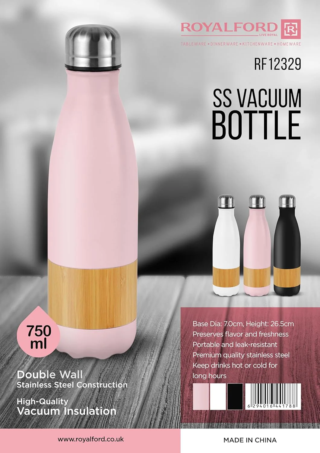 Royalford Stainless Steel Vacuum Bottle RF12329 Preserves the Flavor and Freshness, Unbreakable Portable, Leak-Resistant and Light-Weight-750ML - Image 5