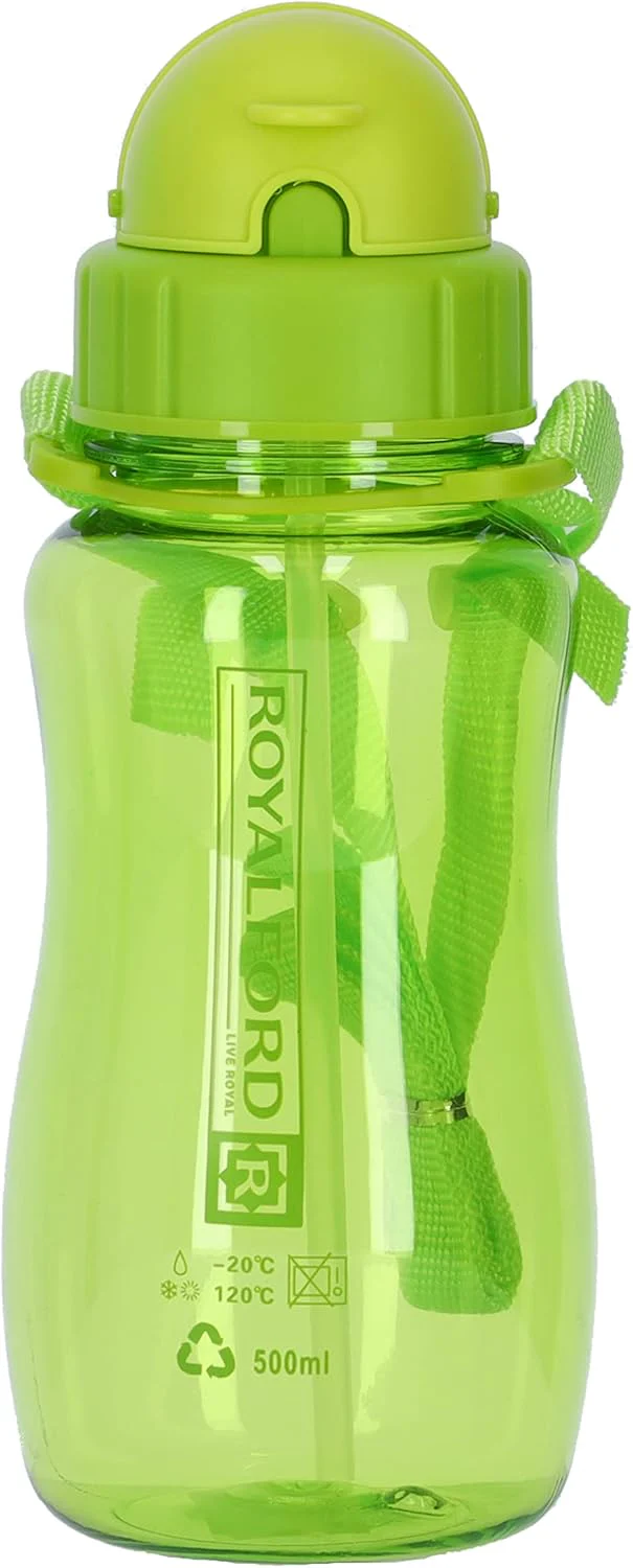 Royalford Transparent Water Bottle 500ml, Durable & Leakproof, Suitable for Hot&Cold Drinks, Eco-Friendly, Green