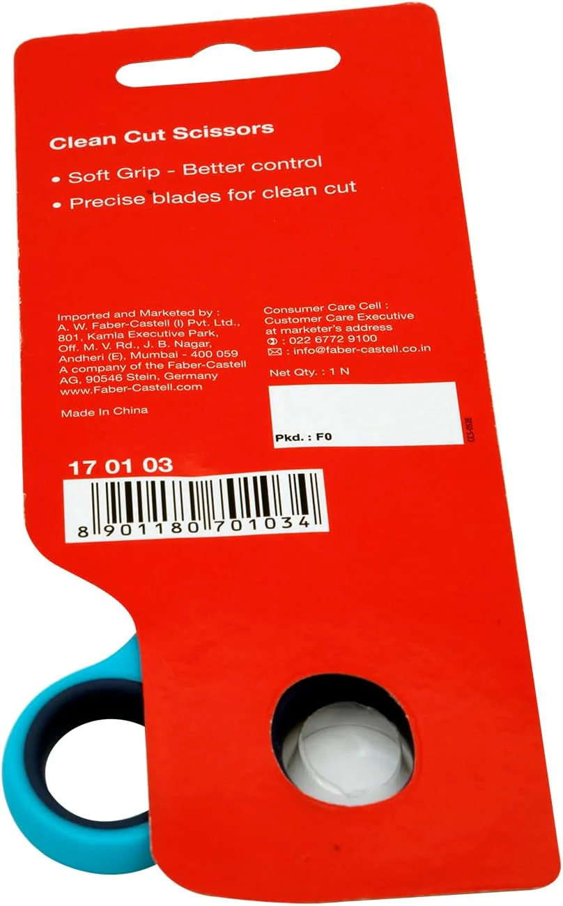 Faber-Castell Clean Cut Scissors 12.7 cm – Assorted Colors | Blister Pack - Image 3