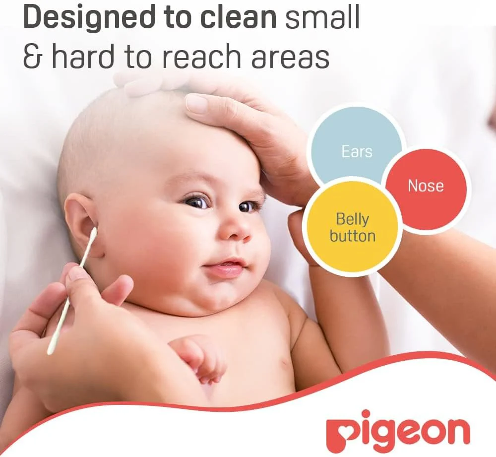 Pigeon Cotton Swabs, Flexible And Soft Paper Stem, 100% Soft Cotton Tips, Thin & Hinged, 200 Pieces, White - Image 3