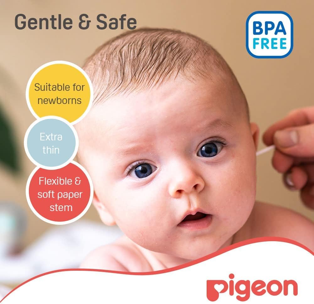 Pigeon Cotton Swabs, Flexible And Soft Paper Stem, 100% Soft Cotton Tips, Thin & Hinged, 200 Pieces, White - Image 4