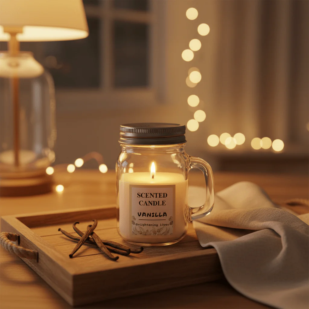 Sakha Vanilla Scented Candle — Glass Jar | 9cm - Image 4