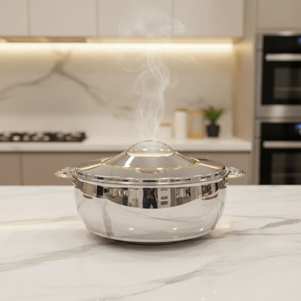 Sanjana Salma Large Capacity Stainless Steel Hotpot with Thermal Insulation Ideal for Family Serving 3000 ml - Image 2
