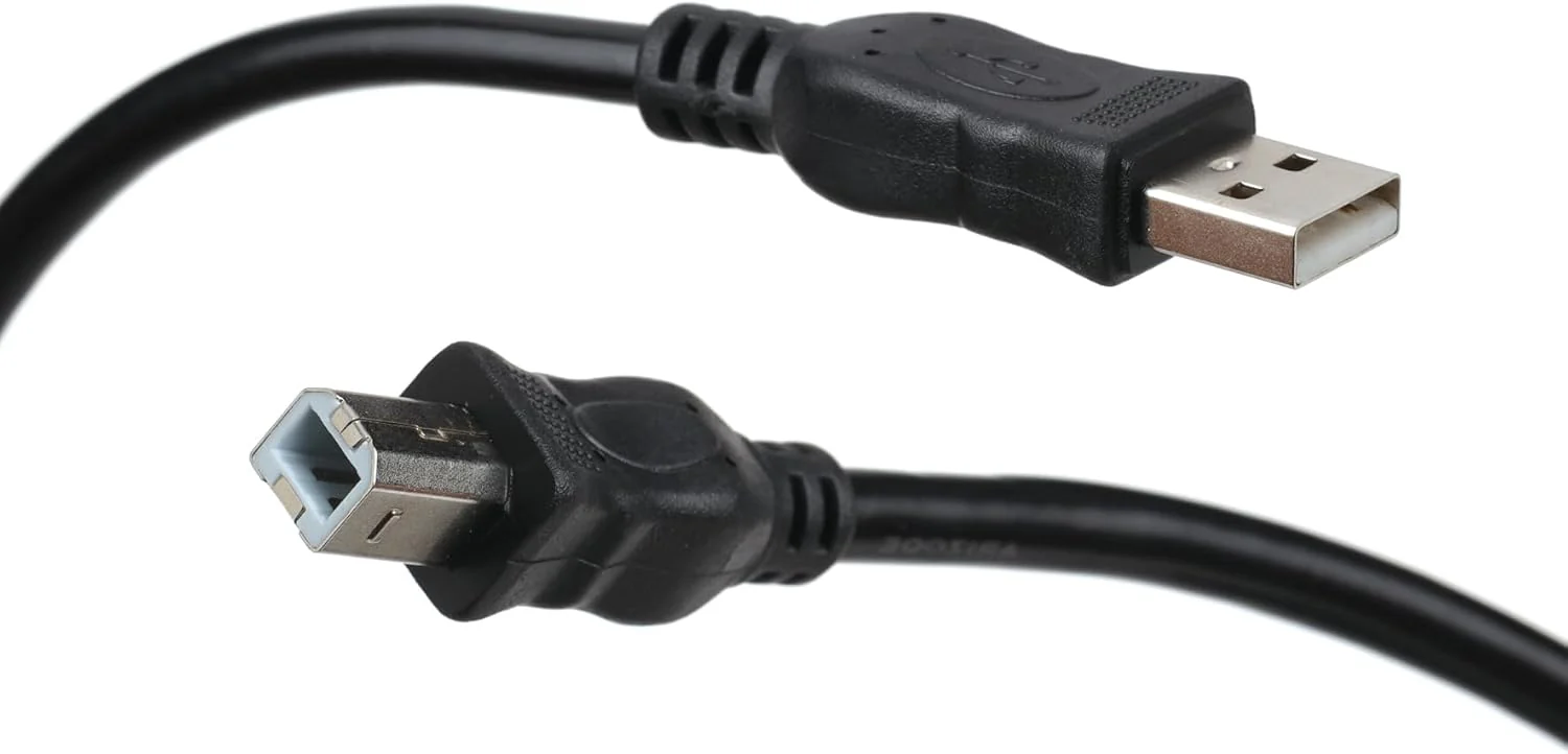 Sarma Plus USB-A to USB-B 2.0 Cable for Printer or External Hard Drive Plated Connectors 1.5 Metre-Black