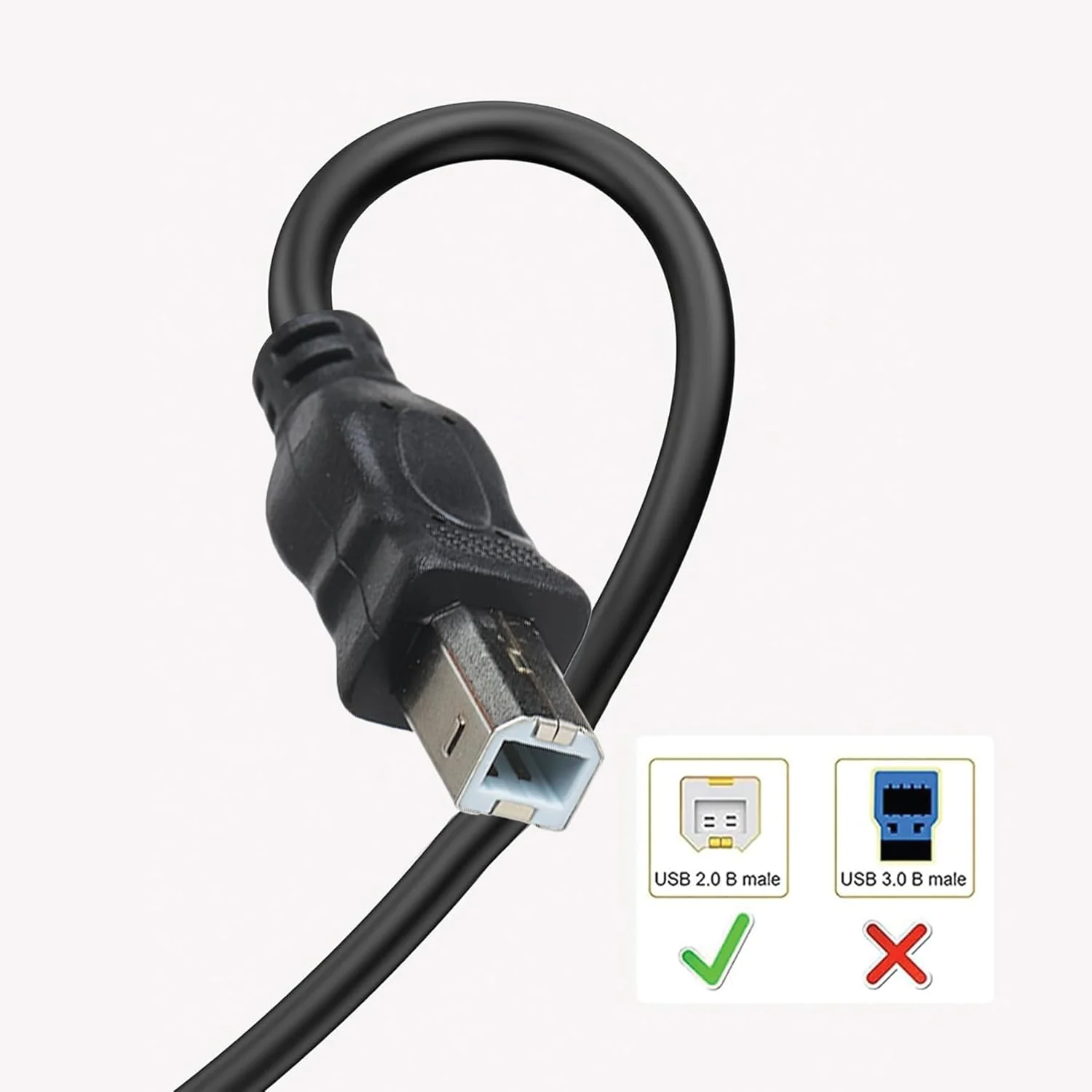 Sarma Plus USB-A to USB-B 2.0 Cable for Printer or External Hard Drive Plated Connectors 1.5 Metre-Black - Image 2