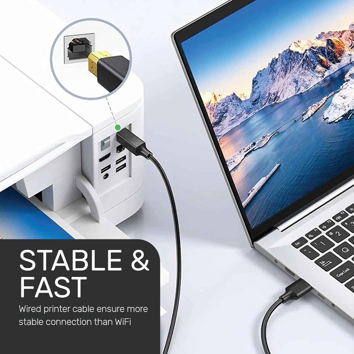 Sarma Plus USB-A to USB-B 2.0 Cable for Printer or External Hard Drive Plated Connectors 1.5 Metre-Black - Image 4