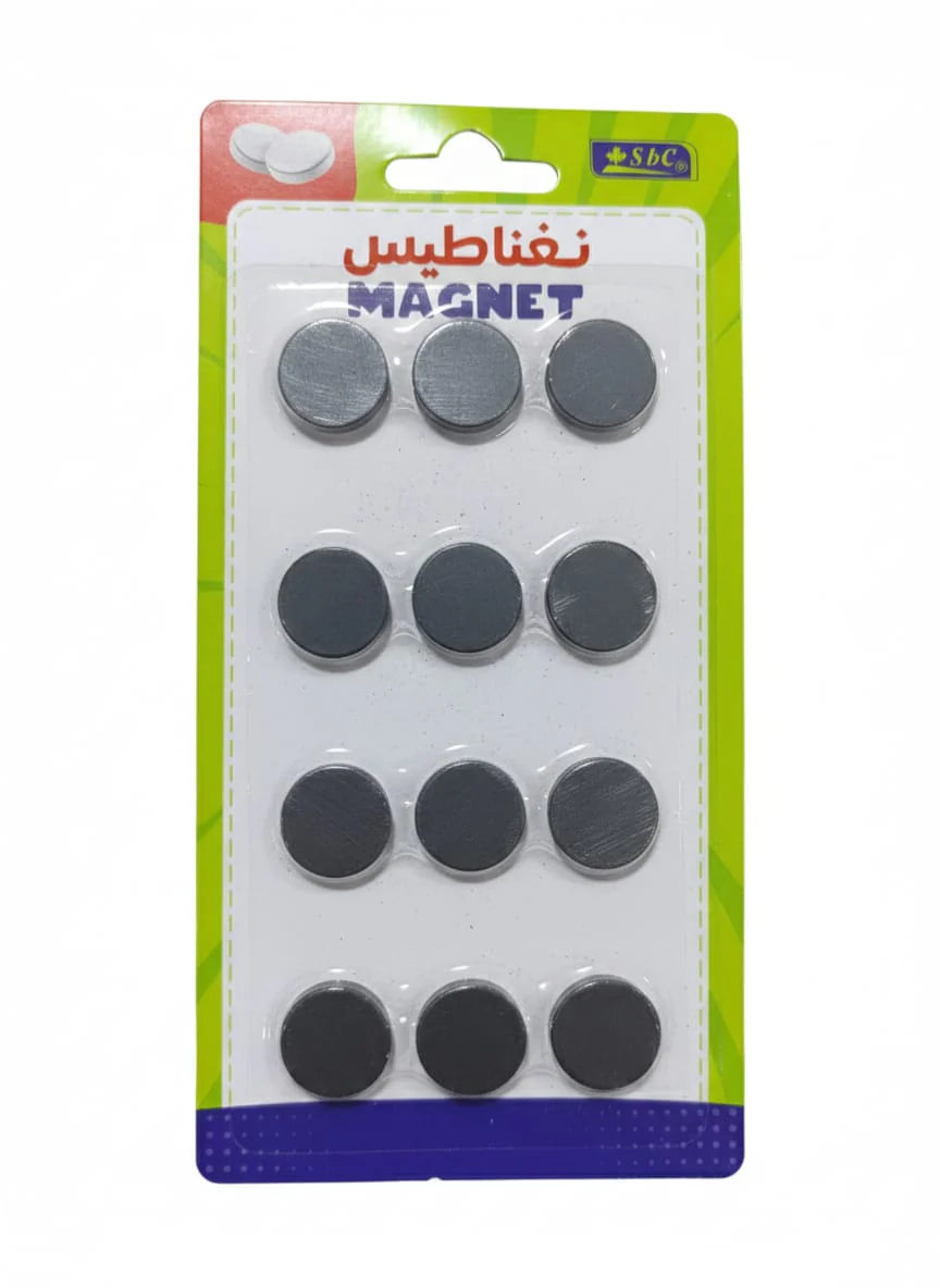 SBC Small Round Black Magnets – 12 Piece Circular Magnet Set for Office Boards, Classroom Use, Notice Boards and Home Organization