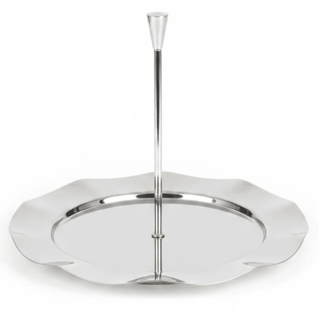 SBTC Large Stainless Steel Candy Plate with Handle for Serving Snacks, Sweets & Dry Fruits – 21 × 16 cm
