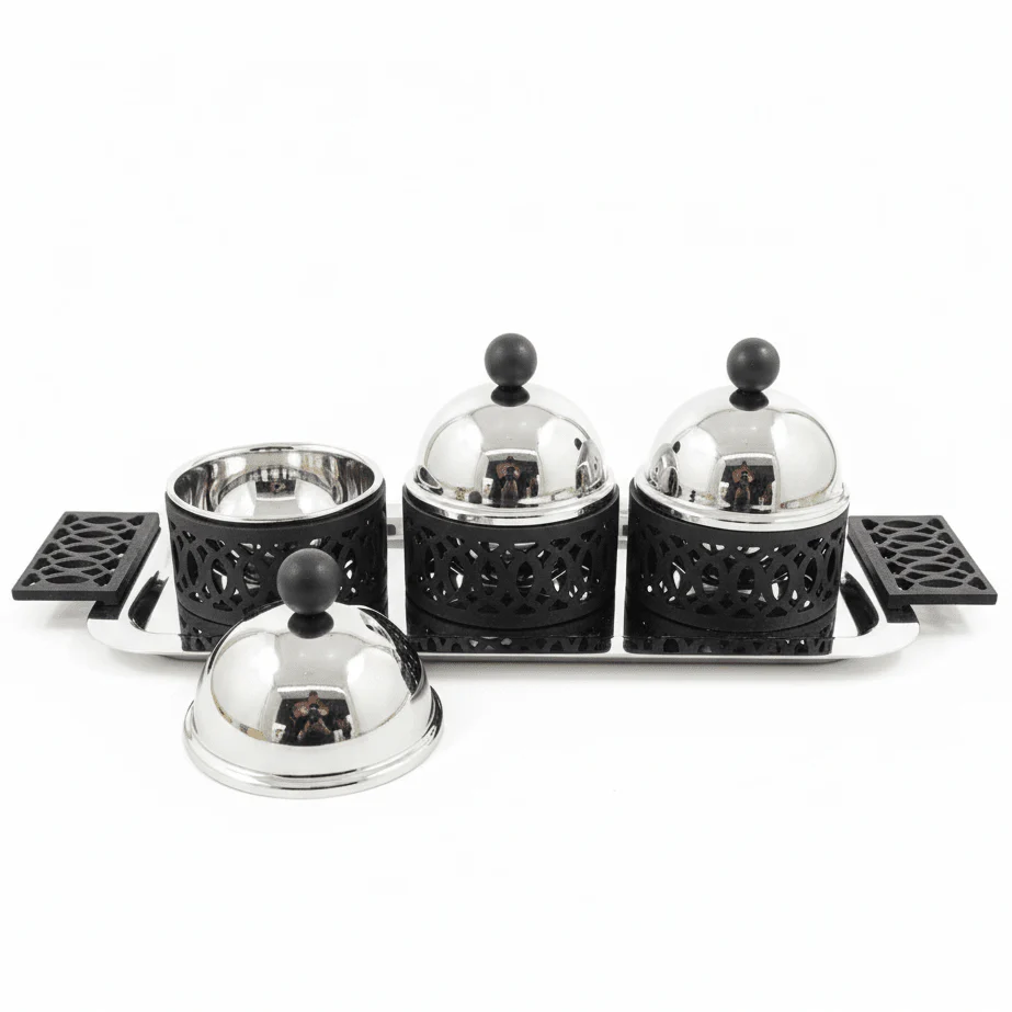SBTC Metal Serving Bowl Set of 3 – Premium Silver & Black Finish, Ideal for Dining, Buffet & Party Use, 40 × 19 × 14 cm - Image 2
