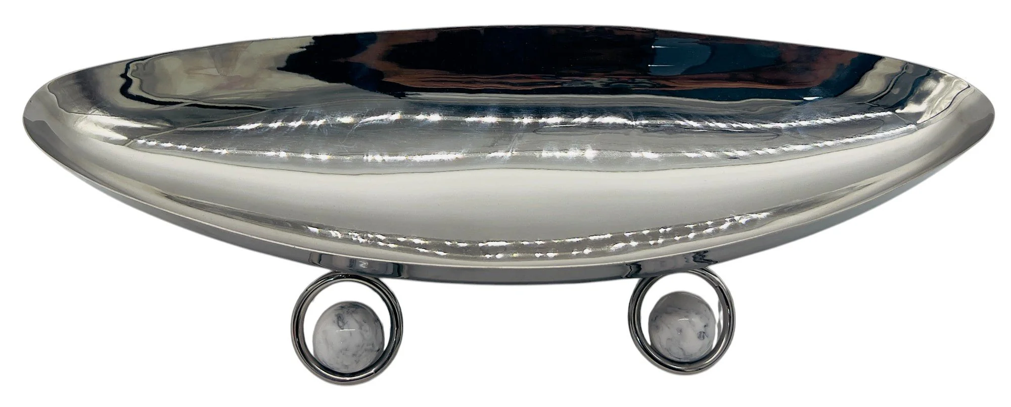 SBTC Stainless Steel Boat Shaped Footed Candy Plate 45cm*17.5cm*8.5cm - Image 2
