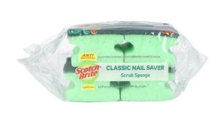 Scotch-Brite Antibacterial Heavy Duty Classic Nail Saver Scrub Sponge, 4 units/pack, Foam with Antibacterial preservatives - Image 2