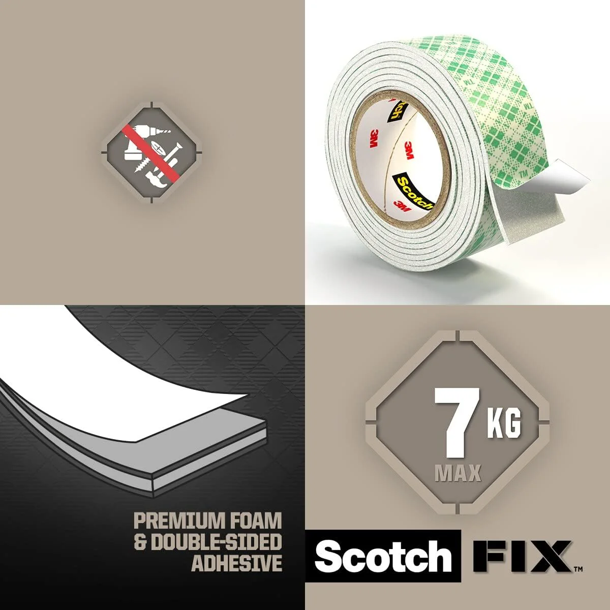 Scotch Mount Interior Tape 19mm x 1.5m, 1 roll/pack | Holds up 1 kg per 22cm | White color | Good Strength | Multi-Surface | Easy to use | No Tools | Double Sided Adhesive Tape - Image 3