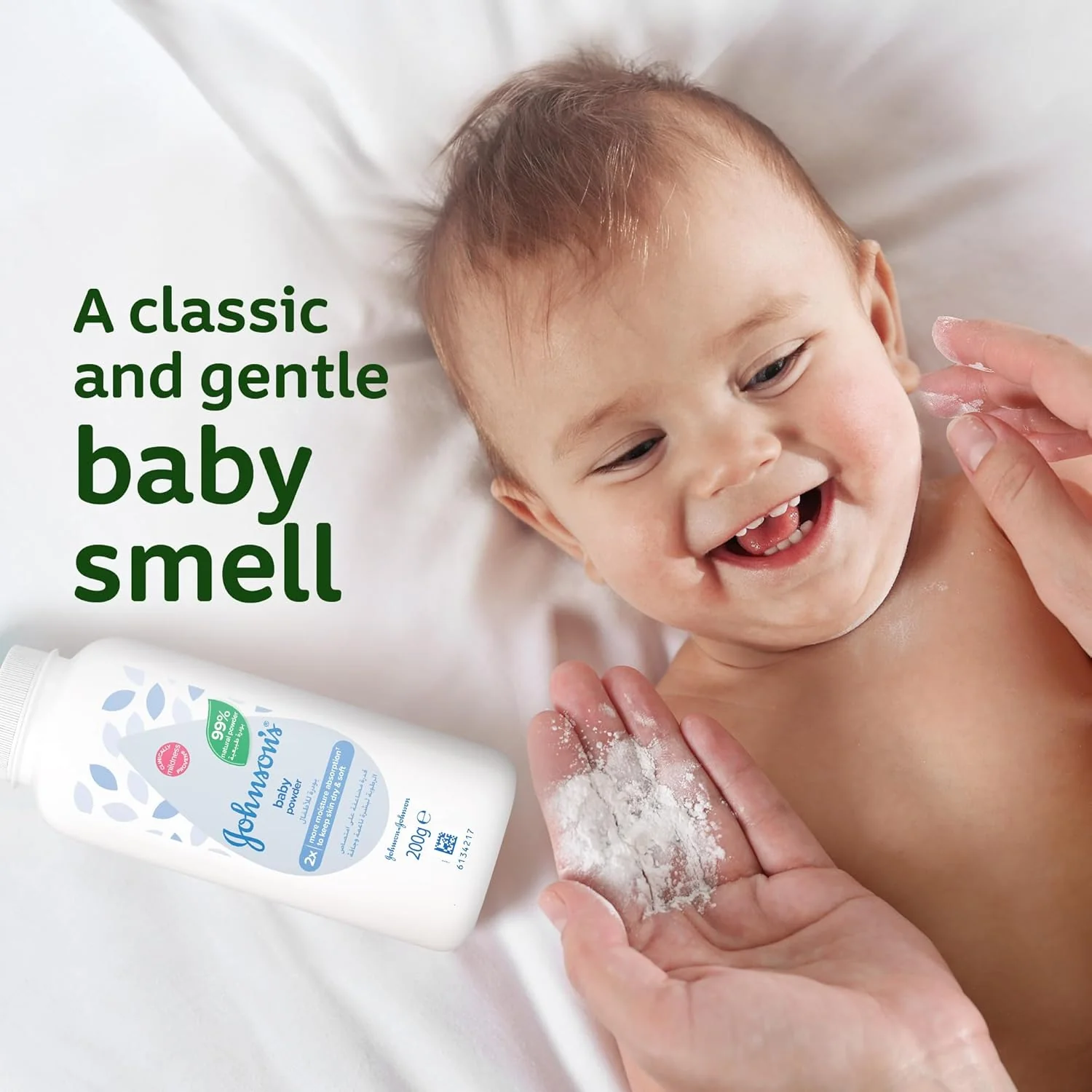 Johnson's Baby Powder – 99% Natural, Talc-Free, 200g - Image 3
