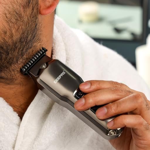 Geepas Rechargeable Hair and Beard Trimmer- GTR57508/ with High-Capacity Li-ion Battery and 180 min Working Time/Detachable Blades and Waterproof IPX7/ LED Display/ - Image 3