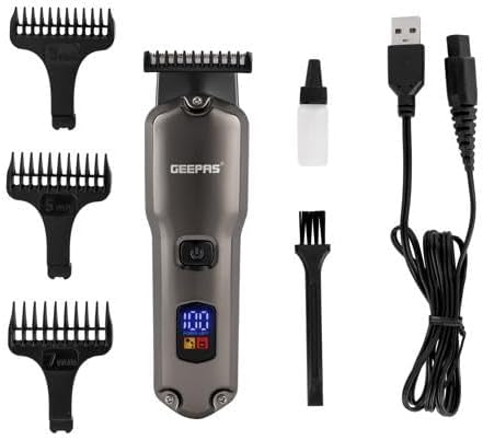 Geepas Rechargeable Hair and Beard Trimmer- GTR57508/ with High-Capacity Li-ion Battery and 180 min Working Time/Detachable Blades and Waterproof IPX7/ LED Display/ - Image 5