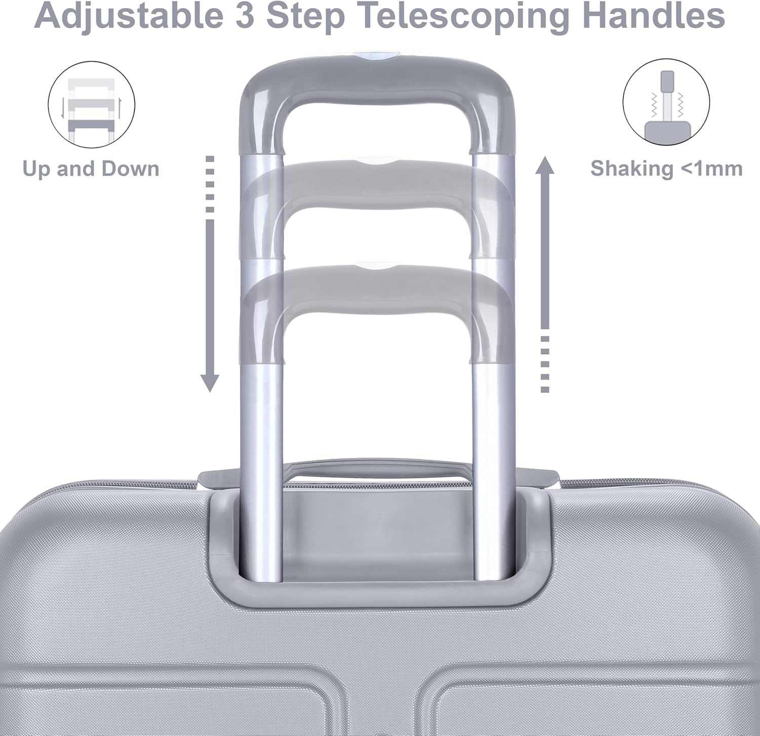 Senator A1012 Hardside Carry-On – Ultra-Light 20-Inch Cabin Suitcase with 4 Spinner Wheels, Silver - Image 2