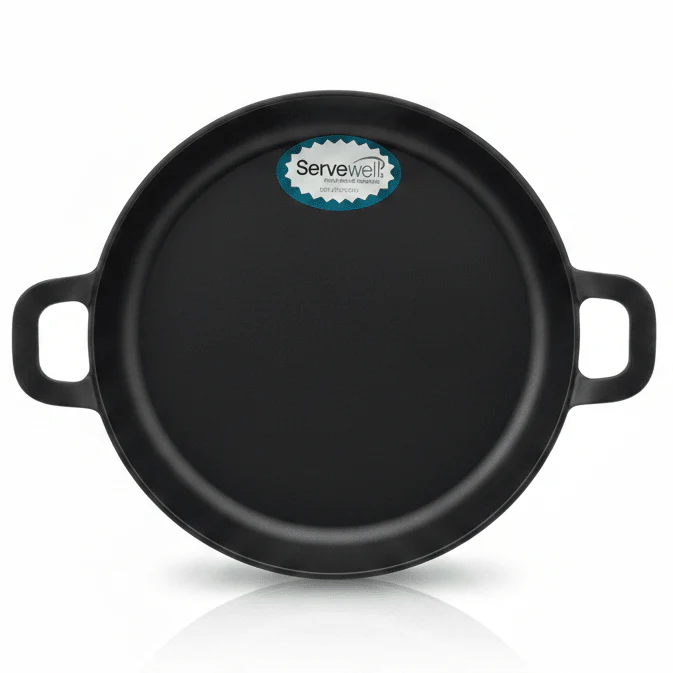 Servewell Black Melamine Serving Plate with Handle 7.5 inch Compact Durable Plate Ideal for Snacks Starters and Side Dishes