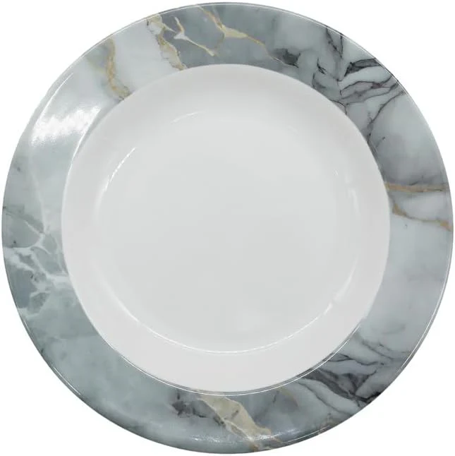 Servewell Marbo Melamine Round Soup Plate 23CM-White&Grey