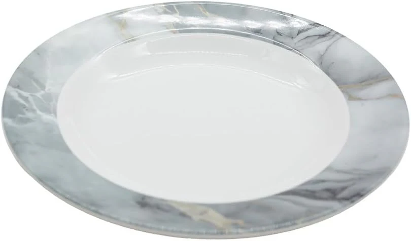 Servewell Marbo Melamine Round Soup Plate 23CM-White&Grey - Image 3