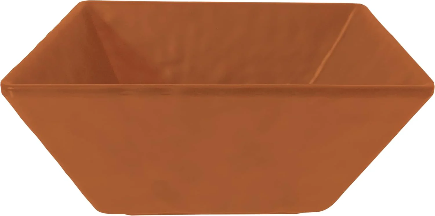 Servewell Melamine Horeca Hammered Terracotta Square Bowl-24.1CM-(3.5L)-Clay Color