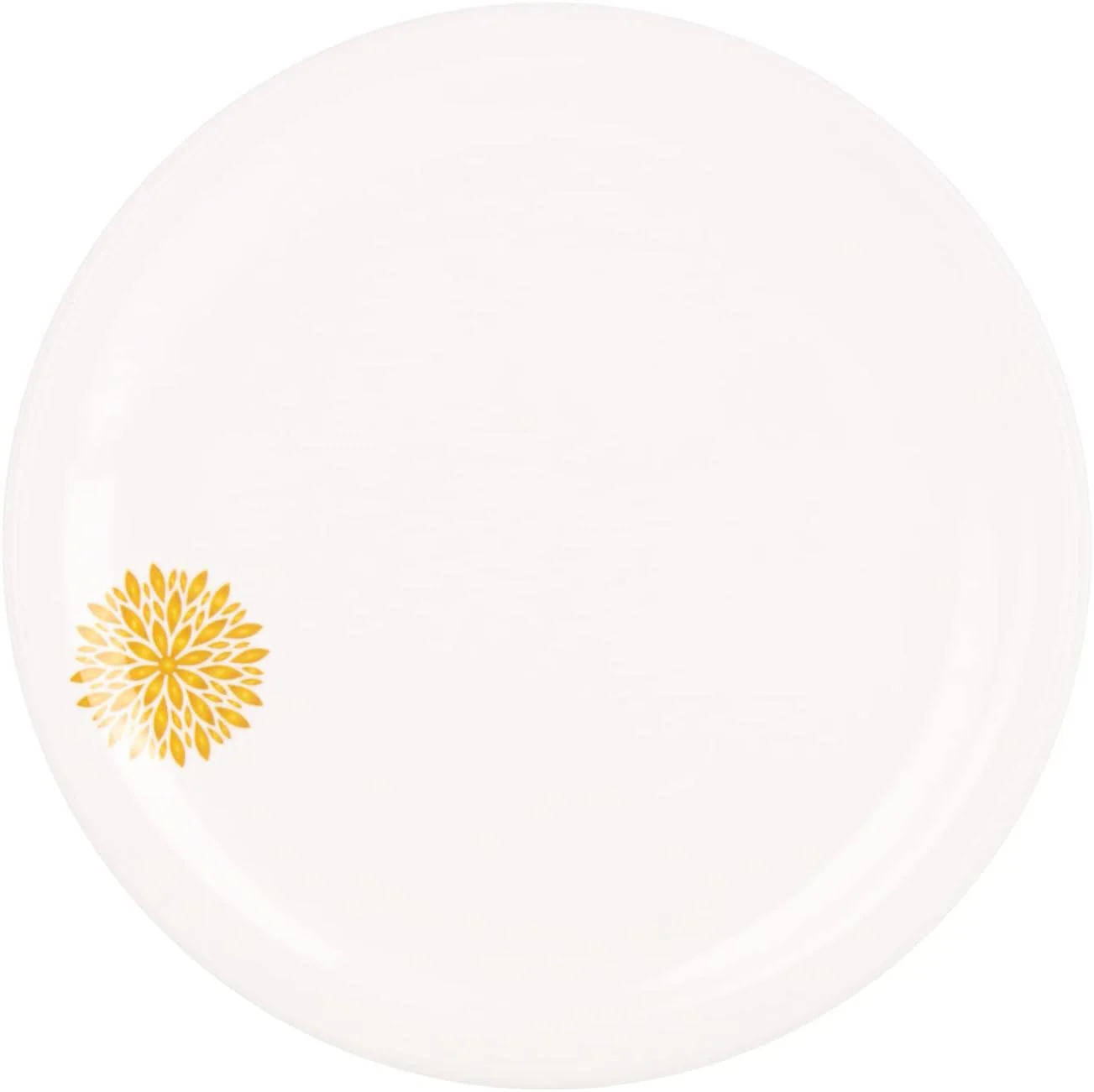 Servewell Melamine Round Dinner Plate Golden Leaves-28CM-White&Golden - Image 2