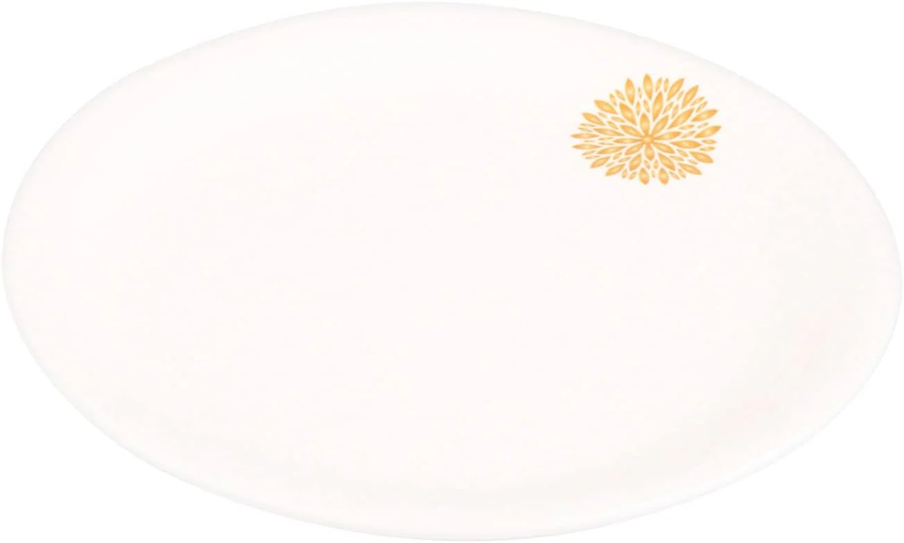 Servewell Melamine Round Small Plate Golden Leaves-19CM-White&Golden - Image 2