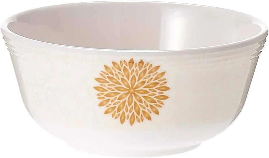 Servewell Melamine Small Bowl Katori Golden Leaves-9.5CM-White&Golden